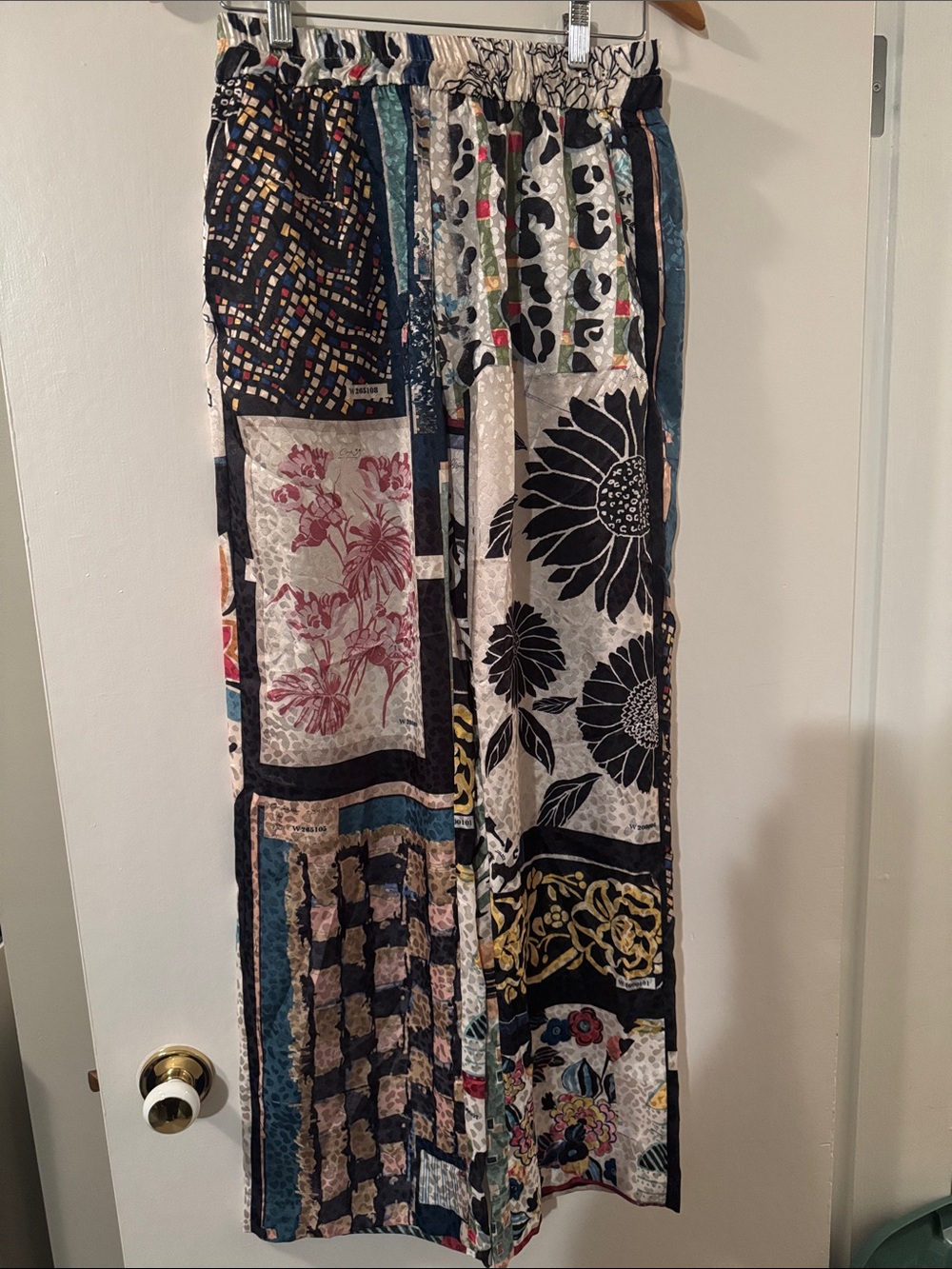 Zara Multicolor Patchwork Wide-Leg Pants